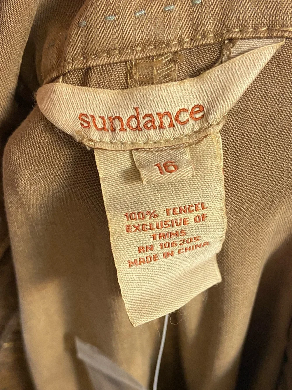 Sundance Straight wide Leg Chinos in Khaki Brown Sz 16 NWOT